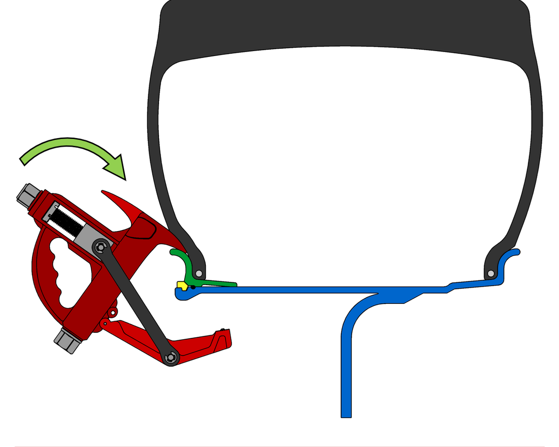 Step 1 — Mount the XB-650i over the wheel rim